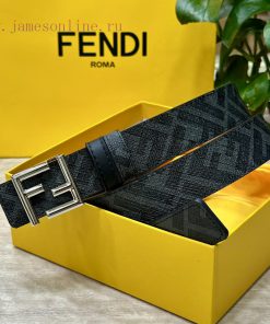 FENDI style, width 3.0CM, double ring front and back waist belt with FF nail buckle, black C np9ujkx2