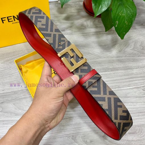 FENDI style, width 4.0CM, double ring front and back waist belt with FF nail buckle, big red 19q6l9wg - Image 8