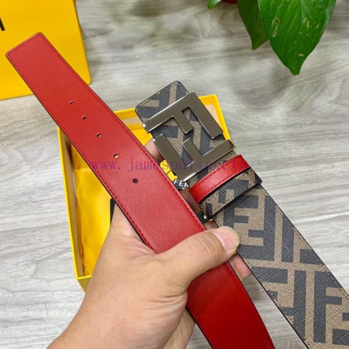 FENDI style, width 4.0CM, double ring front and back waist belt with FF nail buckle, big red bpes91ws - Image 9