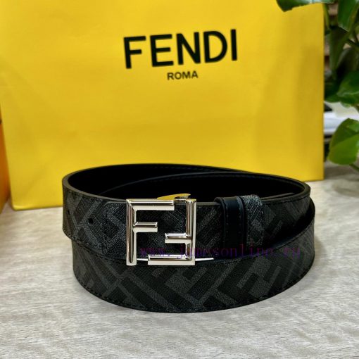 FENDI style, width 3.0CM, double ring front and back waist belt with FF nail buckle, black C np9ujkx2 - Image 5