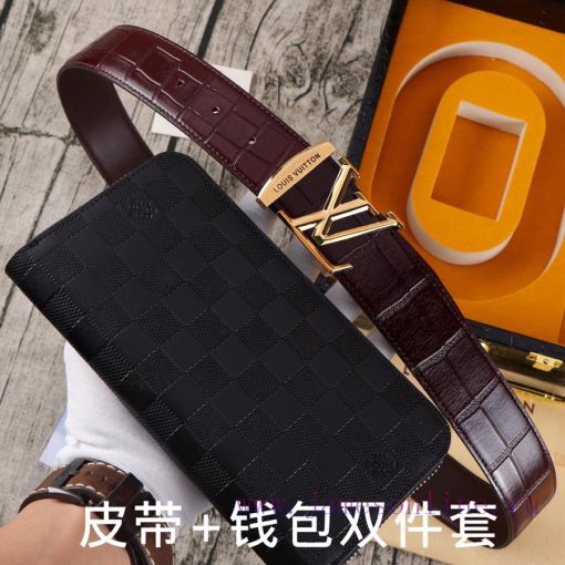 LV. Yilu Weideng Double Piece SetWooden box, belt+wallet, two-piece setGrade: Imported 100% g93vs9fu