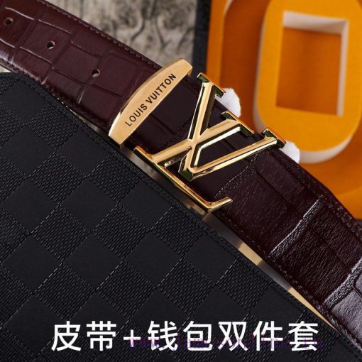 LV. Yilu Weideng Double Piece SetWooden box, belt+wallet, two-piece setGrade: Imported 100% g93vs9fu - Image 4