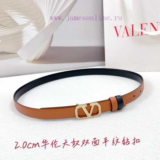 2.0cm Valentino double-sided plain waist belt, double-sided top layer cowhide material, leng 23r7tlt6 - Image 2
