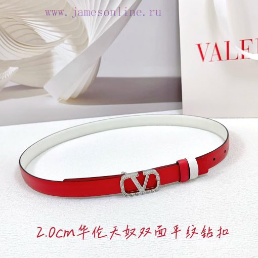 2.0cm Valentino double-sided plain waist belt, double-sided top layer cowhide material, leng a0cs4e9s - Image 2