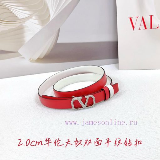 2.0cm Valentino double-sided plain waist belt, double-sided top layer cowhide material, leng a0cs4e9s - Image 3