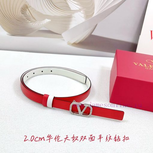 2.0cm Valentino double-sided plain waist belt, double-sided top layer cowhide material, leng a0cs4e9s - Image 5