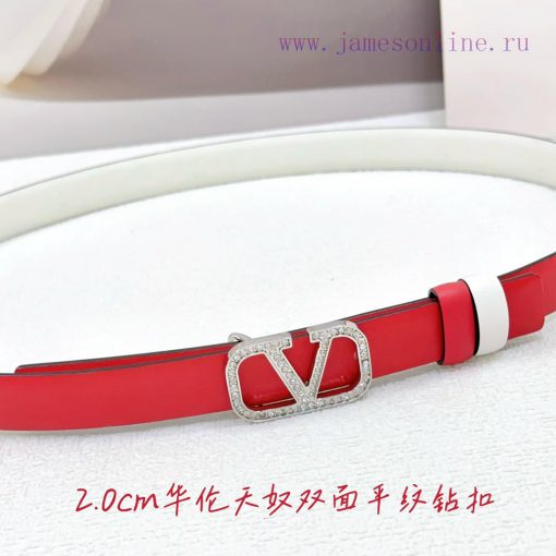 2.0cm Valentino double-sided plain waist belt, double-sided top layer cowhide material, leng a0cs4e9s - Image 8