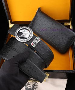 MADE IN ITALYWooden box with accompanying picturesStephen Belt and Wallet SetBuckle material m1255iol