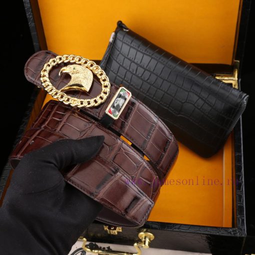 MADE IN ITALYWooden box with accompanying picturesStephen Belt and Wallet SetBuckle material keau5cpp - Image 5