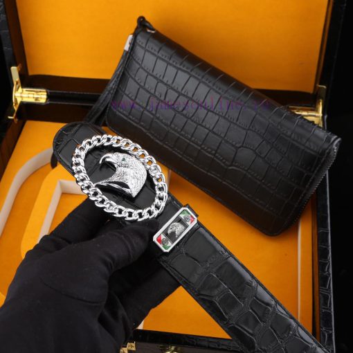 MADE IN ITALYWooden box with accompanying picturesStephen Belt and Wallet SetBuckle material keau5cpp - Image 6