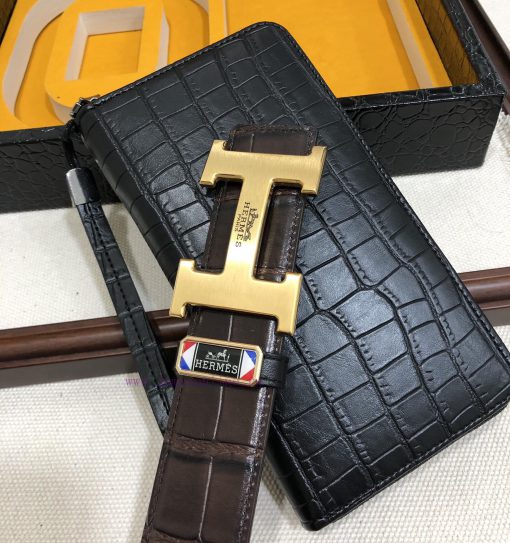 MADE IN FRANCEWooden box with accompanying picturesHERME @ Belt+Wallet SetBuckle material: T 6om67mpr - Image 8