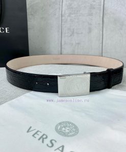 Width 4.0cm Versace Stone Pattern Sand Bottom Belt with Iconic Versace Medusa Portrait Buckl 3f0kn76g