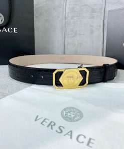Width 4.0cm Versace Stone Pattern Sand Bottom Belt with Iconic Versace Medusa Portrait Buckl b5gm17q8