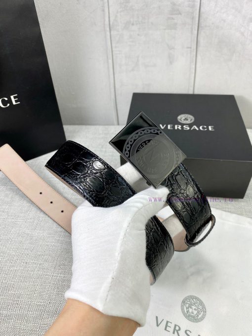 Width 4.0cm Versace Stone Pattern Sand Bottom Belt with Iconic Versace Medusa Portrait Buckl 3f0kn76g - Image 7