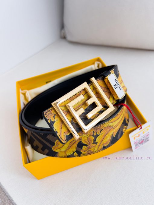 Fendi FENDI ️ Belt and beltBuckle, original classic pure copper boutique letter buckle, phot wvfvfmkv