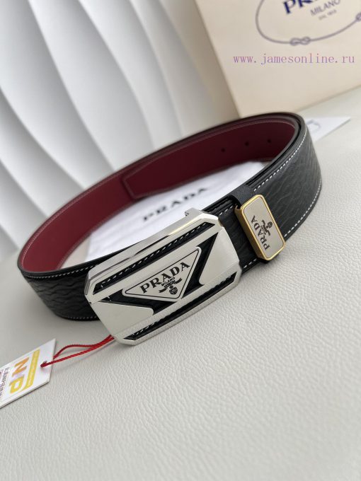 Prada PRADA ️ Belt and beltBuckle, classic pure steel material buckle, top layer cowhide, ph 52g47p6e - Image 3