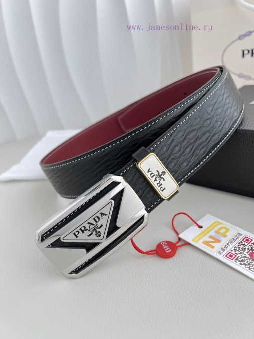 Prada PRADA ️ Belt and beltBuckle, classic pure steel material buckle, top layer cowhide, ph y0s51jto - Image 2