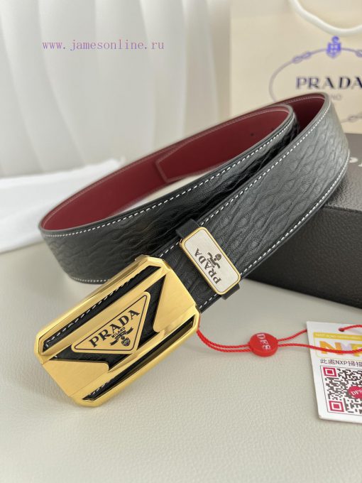 Prada PRADA ️ Belt and beltBuckle, classic pure steel material buckle, top layer cowhide, ph y0s51jto - Image 3
