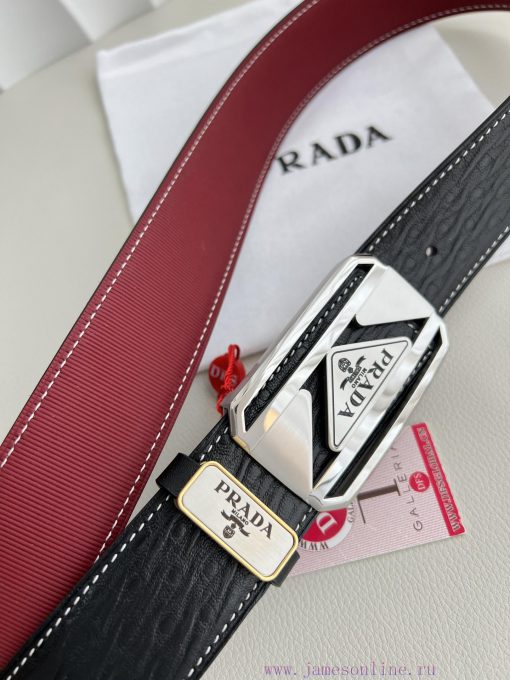 Prada PRADA ️ Belt and beltBuckle, classic pure steel material buckle, top layer cowhide, ph 52g47p6e - Image 5