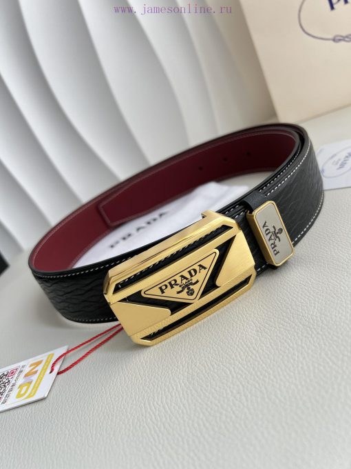 Prada PRADA ️ Belt and beltBuckle, classic pure steel material buckle, top layer cowhide, ph y0s51jto - Image 4