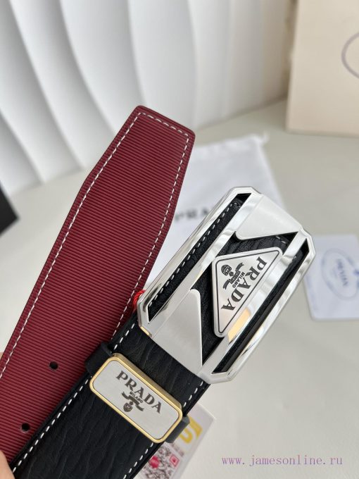 Prada PRADA ️ Belt and beltBuckle, classic pure steel material buckle, top layer cowhide, ph 52g47p6e - Image 6