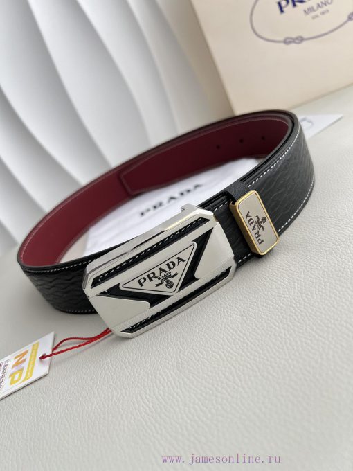 Prada PRADA ️ Belt and beltBuckle, classic pure steel material buckle, top layer cowhide, ph y0s51jto - Image 5