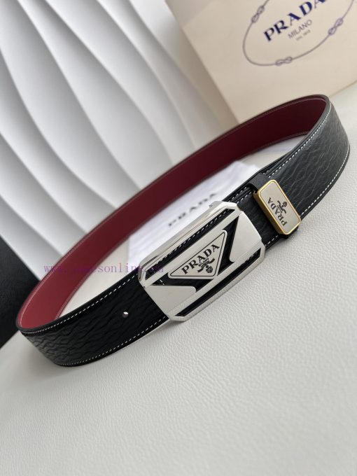 Prada PRADA ️ Belt and beltBuckle, classic pure steel material buckle, top layer cowhide, ph y0s51jto - Image 6