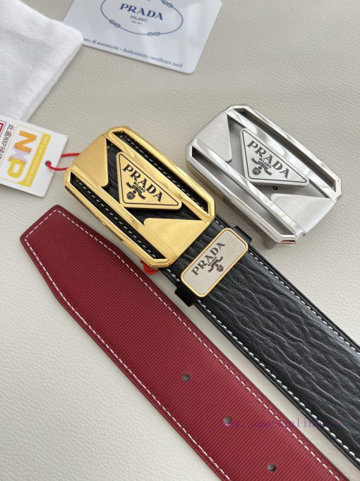 Prada PRADA ️ Belt and beltBuckle, classic pure steel material buckle, top layer cowhide, ph y0s51jto - Image 10