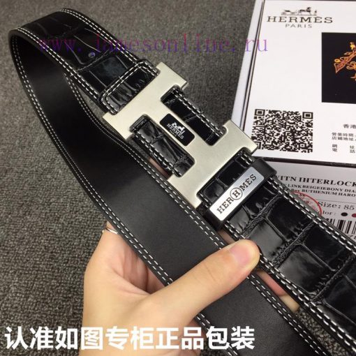 Hermes Hermes crocodile patternGrade: Italian imported 100% top layer cowhide, Hermes. Herm 656pbjkn - Image 6