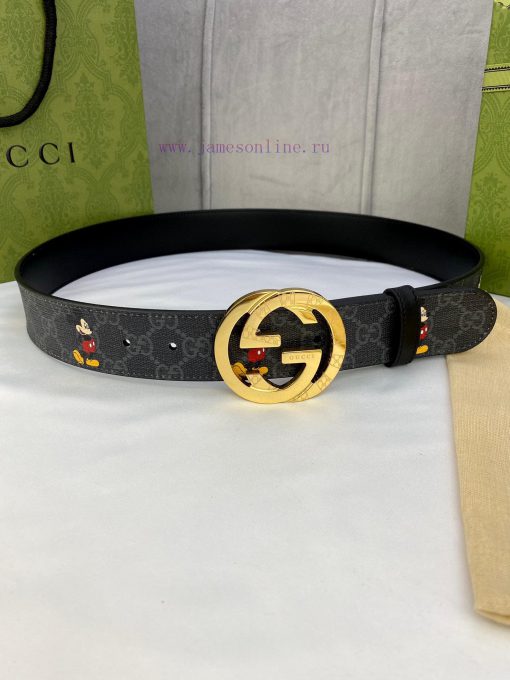 4.0cm wide Gucci double-sided belt, with GG Supreme canvas on one side infused with Mickey p 8bbeeb73 - Image 2