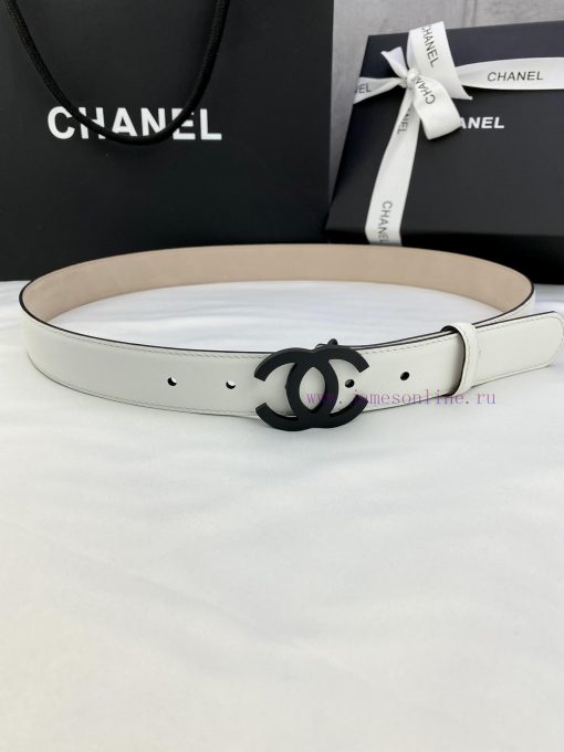 Width 3.0cm Chanel Women's Classic Belt and Strap New Smooth Inner Lining Matte Leather with pl406f17