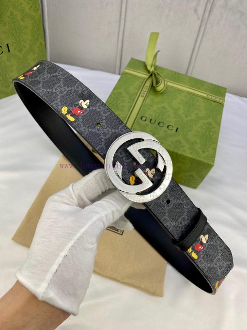 4.0cm wide Gucci double-sided belt, with GG Supreme canvas on one side infused with Mickey p 8bbeeb73 - Image 7