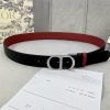 3.5cm width Dior grain textured cowhide hollow "CD" buckle belt, black palm grain grain leat xkrmhaya