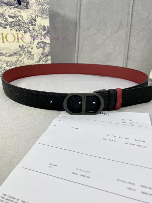 3.5cm width Dior grain textured cowhide hollow "CD" buckle belt, black palm grain grain leat xo1kpcsq - Image 2
