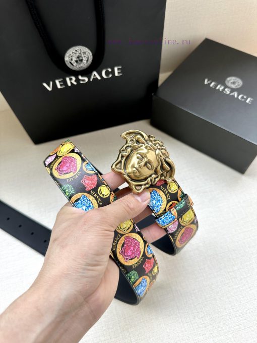 Width 4.0cm Versace This Palazzo belt is made of cowhide fabric and adorned with Le Pop Clas pcqrz9ru - Image 4