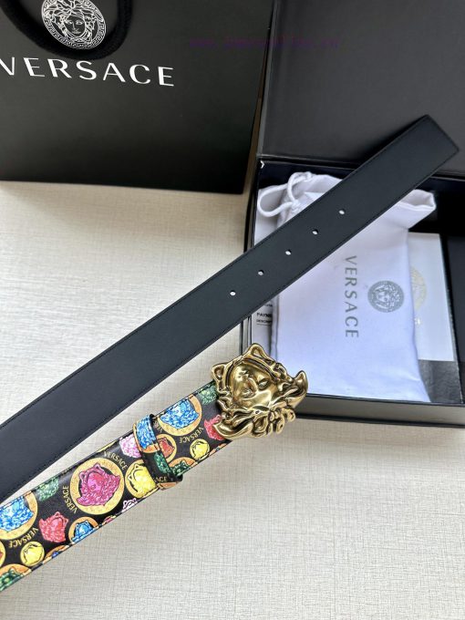 Width 4.0cm Versace This Palazzo belt is made of cowhide fabric and adorned with Le Pop Clas pcqrz9ru - Image 5