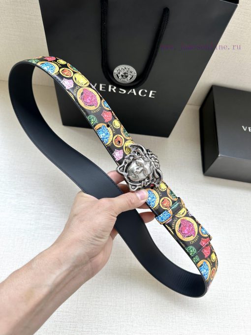 Width 4.0cm Versace This Palazzo belt is made of cowhide fabric and adorned with Le Pop Clas pcqrz9ru - Image 7