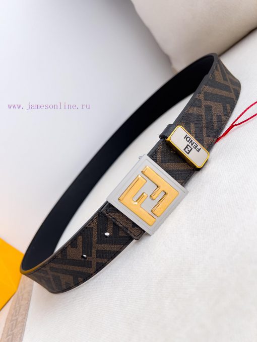 Fendi FENDI ️ Belt and beltBuckle, original classic pure copper boutique letter buckle, phot uf2ci3r3 - Image 4