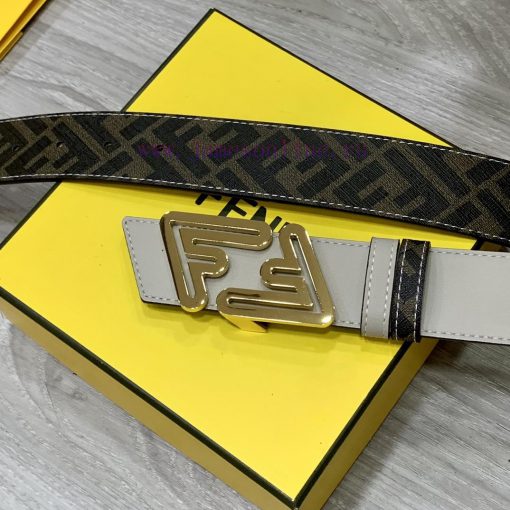 FENDI style with width of 4.0CM, double ring front and back waist belt, FF nail buckle, dual tmdpyym5 - Image 3