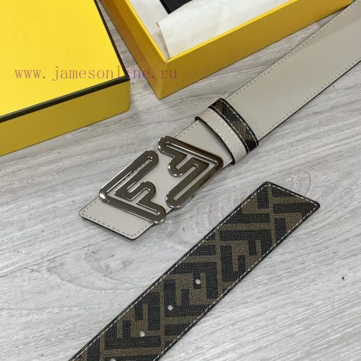 FENDI style with width of 4.0CM, double ring front and back waist belt, FF nail buckle, dual slmdk9dq - Image 4