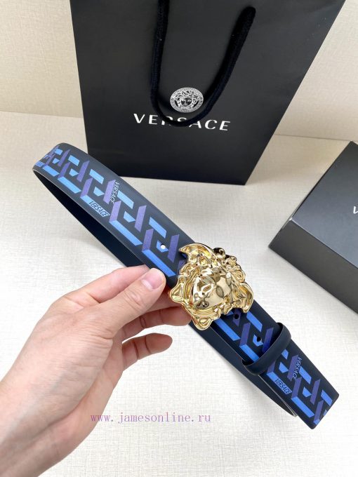Width 4.0cm VERSACE This classic Versace belt is made of soft calf leather, adorned with La 1ibdfkyb