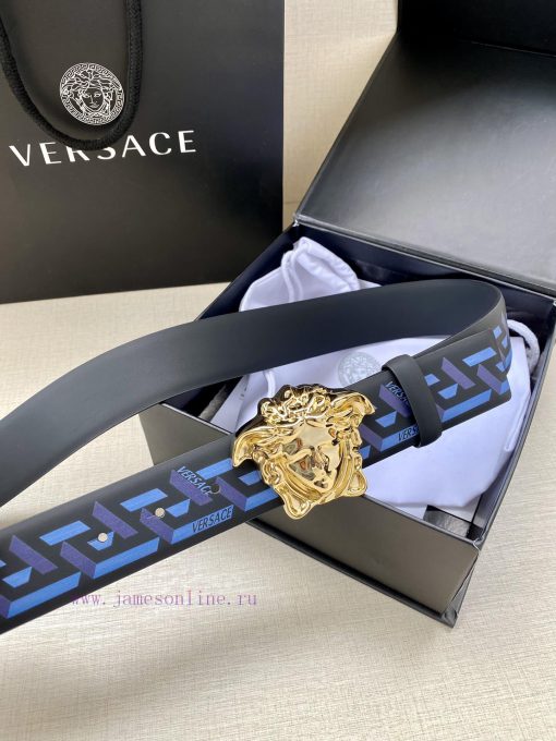 Width 4.0cm VERSACE This classic Versace belt is made of soft calf leather, adorned with La 1ibdfkyb - Image 3