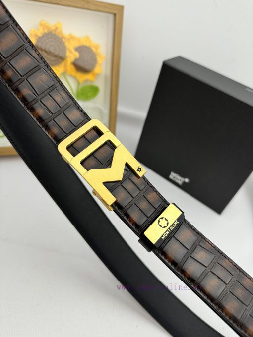 Montblanc Automatic BeltMaterial: Leather Belt with 100% Head Layer. The leather belt is gua jtj49n4w - Image 8
