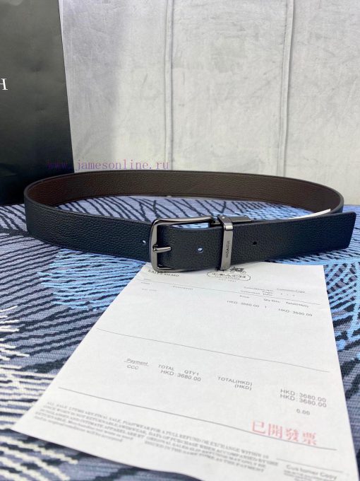 Width 3.7cm COACH double-sided lychee pattern belt with self cutting length. Made of top-qua i34epsj3
