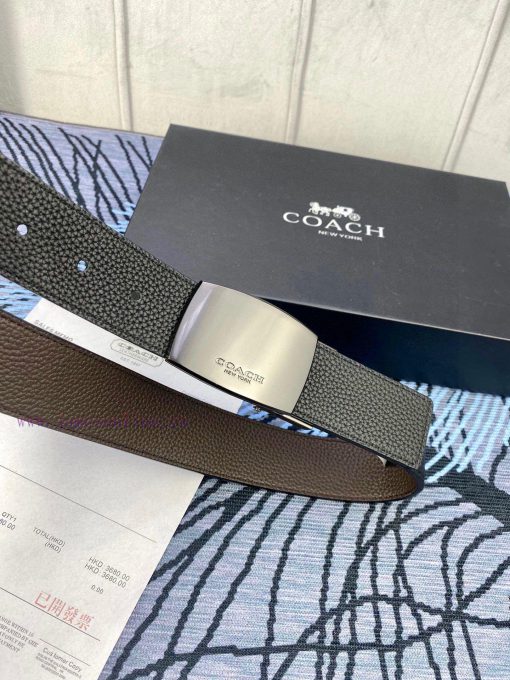 Width 3.7cm COACH double-sided lychee pattern belt with self cutting length. Made of top-qua edegm3f5 - Image 3