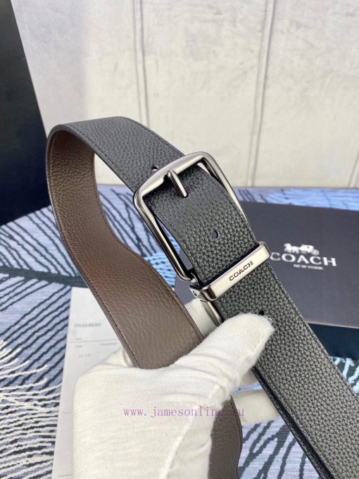 Width 3.7cm COACH double-sided lychee pattern belt with self cutting length. Made of top-qua i34epsj3 - Image 4