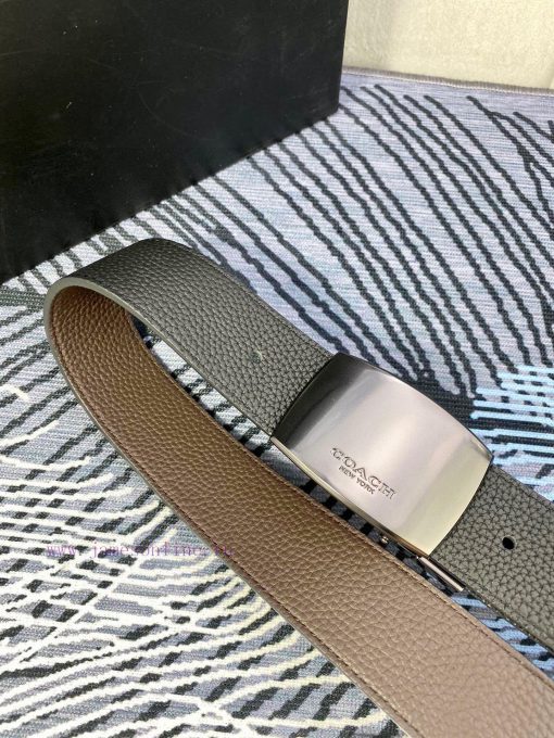 Width 3.7cm COACH double-sided lychee pattern belt with self cutting length. Made of top-qua edegm3f5 - Image 5