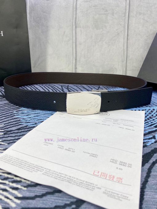 Width 3.7cm COACH double-sided lychee pattern belt with self cutting length. Made of top-qua r1t9nkcq - Image 2
