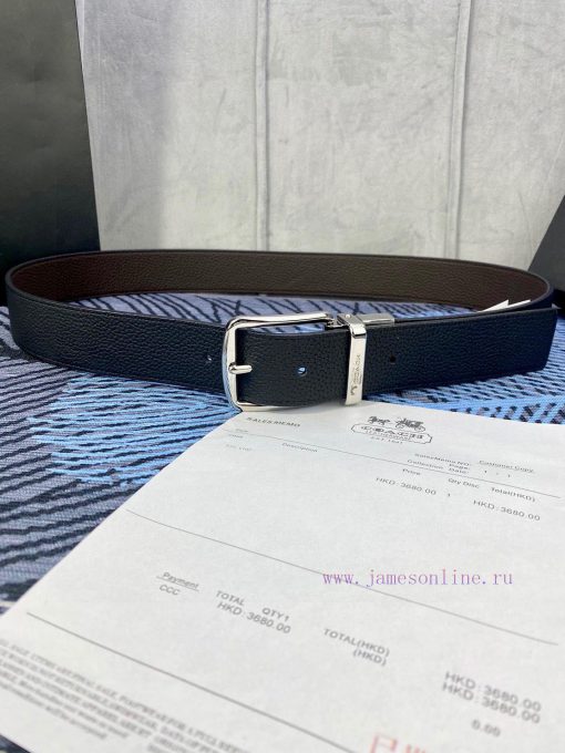 Width 3.7cm COACH double-sided lychee pattern belt with self cutting length. Made of top-qua 52xor326 - Image 2