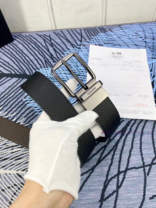 Width 3.7cm COACH double-sided lychee pattern belt with self cutting length. Made of top-qua i34epsj3 - Image 7